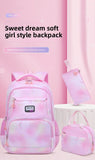 Gradient 3-piece School Bag Set Girls College Style Large Capacity Rainbow Backpacks