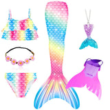 10 Pcs/set Kid Girl Swimming Mermaid Tail Girls Halloween Costume Cosplay Swimsuit