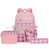 3pcs/set Kid Cute Plaid Bowknot School Backpack Bookbag