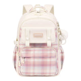 Girls Primary Middle School Cute Plaid Schoolbags Lightweight Waterproof Backpack