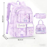 3Pcs Kid Girl School Backpack Large Capacity Cartoon School Bag