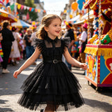4-14Y Kids Birthday Party Halloween Gothic Witch Carnival Dresses