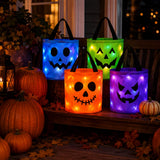 Halloween Luminous Pumpkin Candy Bucket Hand-Held LED Fabric Candy Bag
