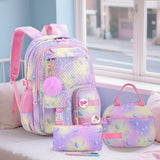 3 Pcs/Set Gradient Color Kid Girl School Bags Waterproof Backpack