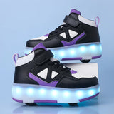 Kid Boy Girl 4 Wheels Luminous Glowing Sneakers Led Light Roller Skate Shoes
