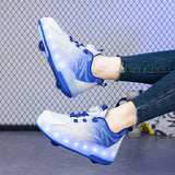 Kid Girl Boy Roller Skate Glowing Sneakers Led Light Luminous USB Charging Shoes