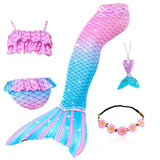 10 Pcs/set Kid Girl Swimming Mermaid Tail Girls Halloween Costume Cosplay Swimsuit