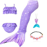 10 Pcs/set Kid Girl Swimming Mermaid Tail Girls Halloween Costume Cosplay Swimsuit