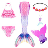 Kid Girls Mermaid Tail Swimsuit Little Mermaid Costume Cosplay 6Pcs/set
