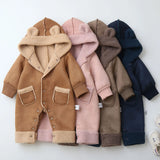 0-2Y Baby Newborn Infant Boy Girl Sherpa Lined Fleece Rompers