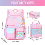 Rainbow Embroidery 3-Piece Set School Backpacks Gradient Schoolbags