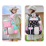 3pcs/se School Student Kid Girls Backpack Waterproof Cute Chrysanthemum Schoolbag