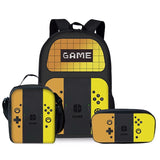 Kid Boy 3D Cartoon Game Console Design Three Piece Set Backpacks Schoolbags