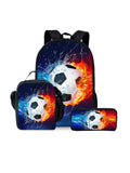 Kid Football Pattern Three Piece Set Cartoon School Backpack