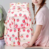 3 Pcs Set Kids Girl Cute Strawberry School Bookbag with Lunch & Pencil Pouch