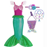 Kid Girl Little Mermaid Ariel Princess Carnival Summer Purple Dress