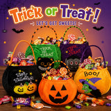 1PC Plush Halloween Pumpkin Vampire Witch Treat Basket Portable Candy Bag