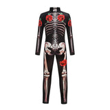 Skeleton Jumpsuit For Girls Halloween Cosplay Costume Ghost Bride Gothic Bodysuit Party Kids Vestidos Clothes
