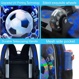 3PCS Kid Boys Rolling Backpack Soccer Roller School Bookbag