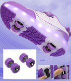 Kid Girl Boy Luminous Roller USB Charge Light Up Skate Shoes
