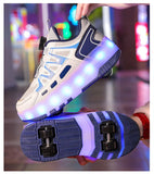 Kid Girl Boy Luminous Glowing Sneakers Led Light Roller Skate Shoes