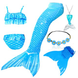 10 Pcs/set Kid Girl Swimming Mermaid Tail Girls Halloween Costume Cosplay Swimsuit