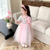 Kids Unicorn Costume LED Light Up Dress Sparkly Sequin Tulle Gown for Girls Fancy Dress for Wedding Guest Pageant Carnival