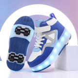 Kid Boy Girl 4 Wheels Luminous Glowing Sneakers Led Light Roller Skate Shoes