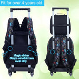 3Pcs Kids Gaming Controller Trolley Backpack Set Wheeled School Bag