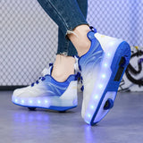 Kid Girl Boy Roller Skate Glowing Sneakers Led Light Luminous USB Charging Shoes