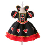 3-10Y Kid Girls Red Heart Princess Puff Sleeve Splicing Puffy Birthday Party Halloween Dresses
