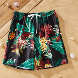 Family Matching Beach Swimsuit Tropical Floral Print Summer Swimwear