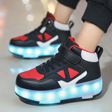 Kid Boy Girl 4 Wheels Luminous Glowing Sneakers Led Light Roller Skate Shoes