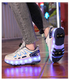 Kid Girl Boy Luminous Glowing Sneakers Led Light Roller Skate Shoes