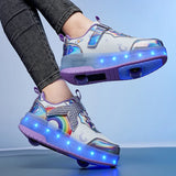 Kid Girl LED Light Up Glowing Sneakers Skates Shoes