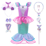 Kid Girl Party Fishtail Mermaid Princess Dresses Cosplay Halloween Merman Dress