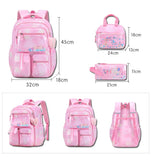 Kid Girl Fashion Love Pendant 3-Piece Set Butterfly Backpack Schoolbags