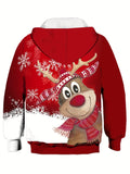 Kid Girl Christmas Snowflake Reindeer Pattern Pullover Hoodie