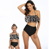 Family Matching Parent-child Swimsuit Printed Bikini Ruffled Mother Daughter Swimwear
