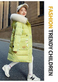 Kid Girl Wash-free Cotton-padded Long Thick Coats Jackets