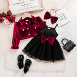 Baby Girl Black Mesh Bow Strapless 2 Pcs Set