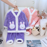 Kid Girl Winter Flannel Plush Thick Pajamas