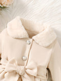 Kid Baby Girl Winter Fleece Coat Solid Bow Coats