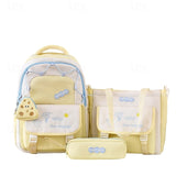 Back to School 3-Piece Kid Girls Yellow Backpack Set Lightweight Aesthetic Bookbag