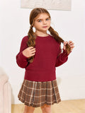 Kids Girl Cozy Oversized Batwing Crewneck Long Sleeve Sweaters