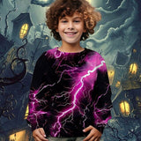4-12T Kid Halloween Boys 3D Lightning Spring Fall Fashion Sweatshirt