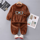 Kid Baby Boy Girl Autumn Winter Plush Thick Winter Flannel Pajamas