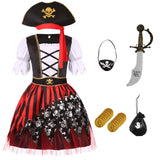 2-10Y Halloween Girls Pirate Cosplay Carnival Party Pirate Role Play Dresses