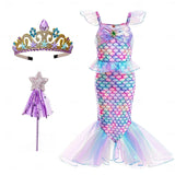 Book Week 2026 The Little Mermaid Little Mermaid Mermaid Tail Aqua Princess Dress Halloween Dress Cosplay Costume Theme Party Costume Cosplay Movie Cosplay for Girls' Kid's Carnival Masquerade