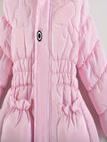 Kid Girls Warm Padded  Fur Collar Solid Cute Winter Coats Jacket